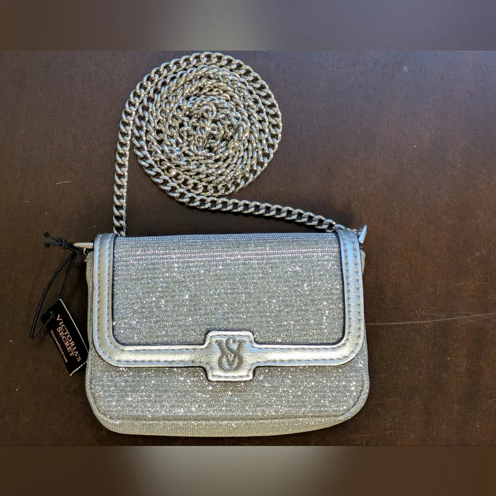 Victoria's Secret Micro Shoulder/Crossbody Bag in Silver Sparkle. NWT - Picture 1 of 10